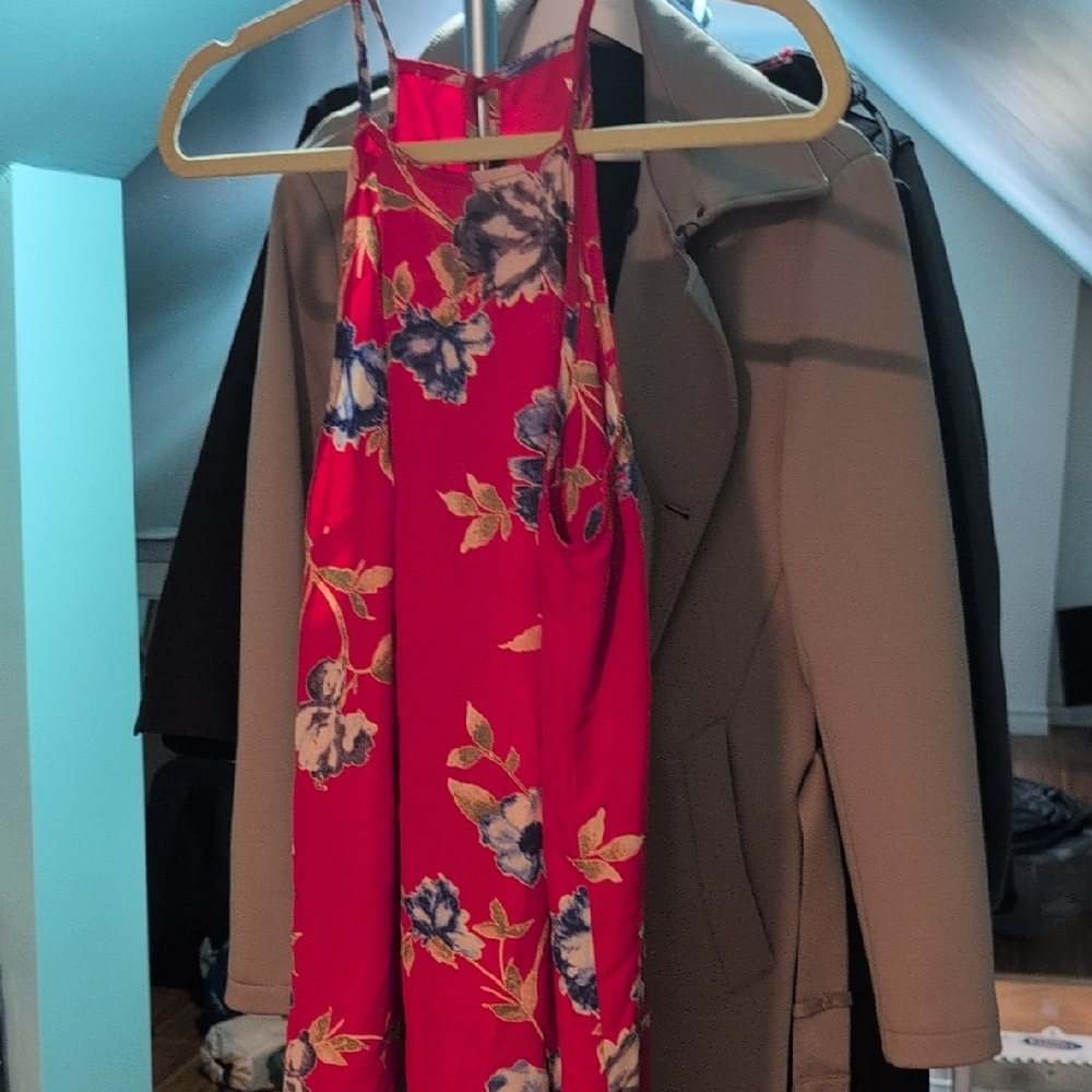 Forever 21 Red Floral Halter Dress